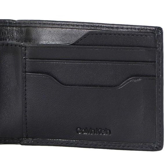 Calvin Klein Men's RFID Genuine Leather Slimfold Wallet Black - Picture 4 of 5